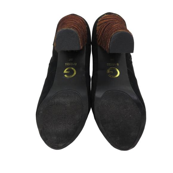 Guess Black Velvet Ankle Boot Animal Print Pony Hair Heel Size 8 Booties GGEMIT - Picture 8 of 9